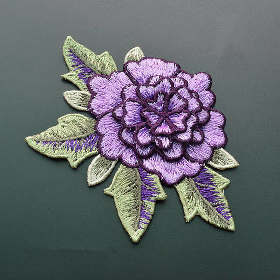Polyester Embroidered Floral Appliques For Jackets 11 CM X 9 CM Multi Color Available