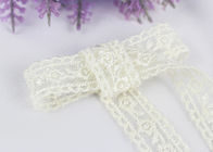 Embroidered 100% Cotton Lace Trim By The Yard , Water Soluble Chemical Lace Ribbon