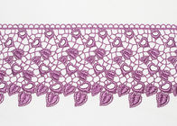 Pink Guipure Lace Ribbon Embroidery Fabric With Heart - Shaped / African Cord Lace