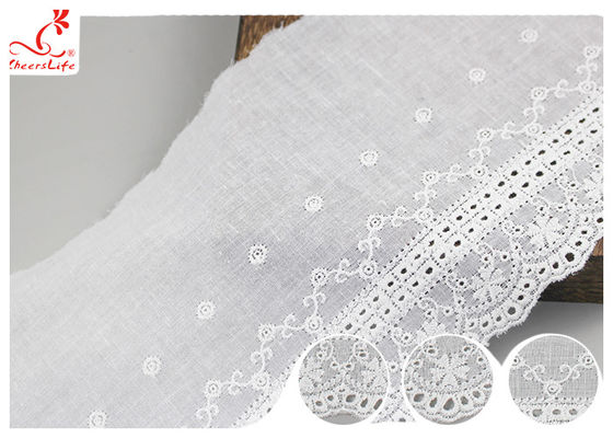 White Cotton Lace Fabric / Eyelet Lace Trim Ribbon